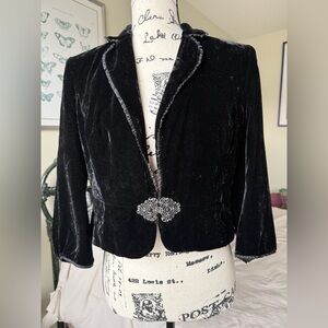 LOFT Black Velvet Blazer with Silver Accents